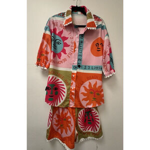 Alexander Girard Fabric Handmade La Fonda Del Sol Pajama Pool Set Mid Century